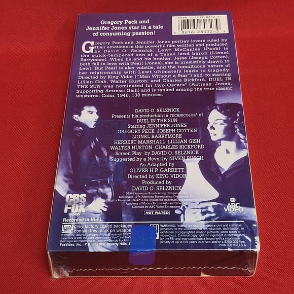 Duel in the Sun 1946 VHS New Sealed Western Classics - Picture 4 of 8
